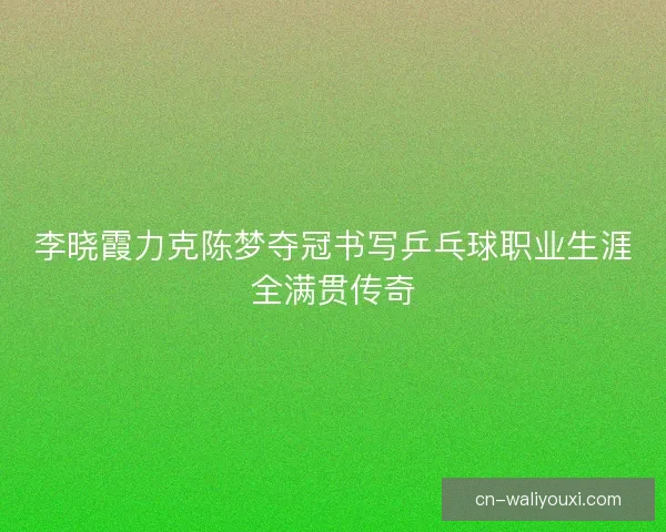 李晓霞力克陈梦夺冠书写乒乓球职业生涯全满贯传奇