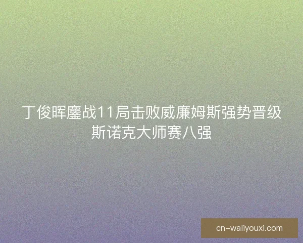 丁俊晖鏖战11局击败威廉姆斯强势晋级斯诺克大师赛八强 丁俊晖鏖战11局击败威廉姆斯强势晋级斯诺克大师赛八强