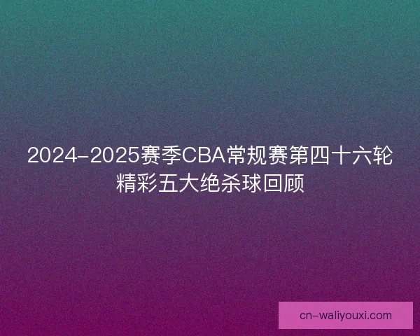 2024-2025赛季CBA常规赛第四十六轮精彩五大绝杀球回顾