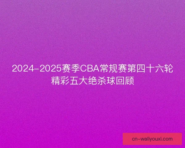 2024-2025赛季CBA常规赛第四十六轮精彩五大绝杀球回顾 2024-2025赛季CBA常规赛第四十六轮精彩五大绝杀球回顾