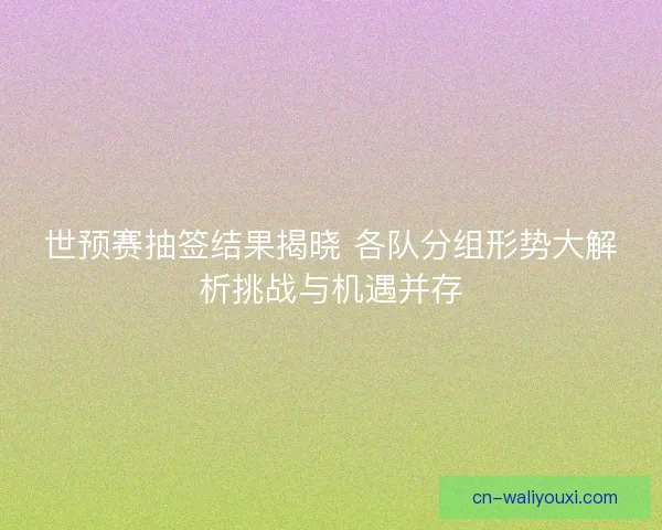 世预赛抽签结果揭晓 各队分组形势大解析挑战与机遇并存 世预赛抽签结果揭晓 各队分组形势大解析挑战与机遇并存